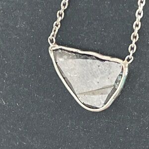 Slice of a Diamond Sterling Silver 925 Pendant Necklace 16”-17”-18” adjustable